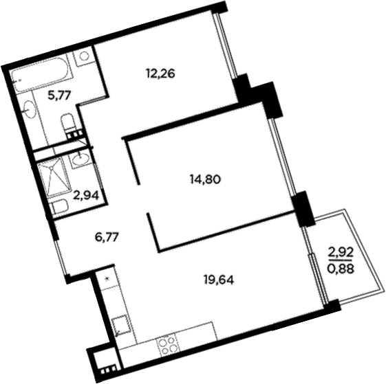 Планировка: 3Е-к.кв · 63,06 м²
