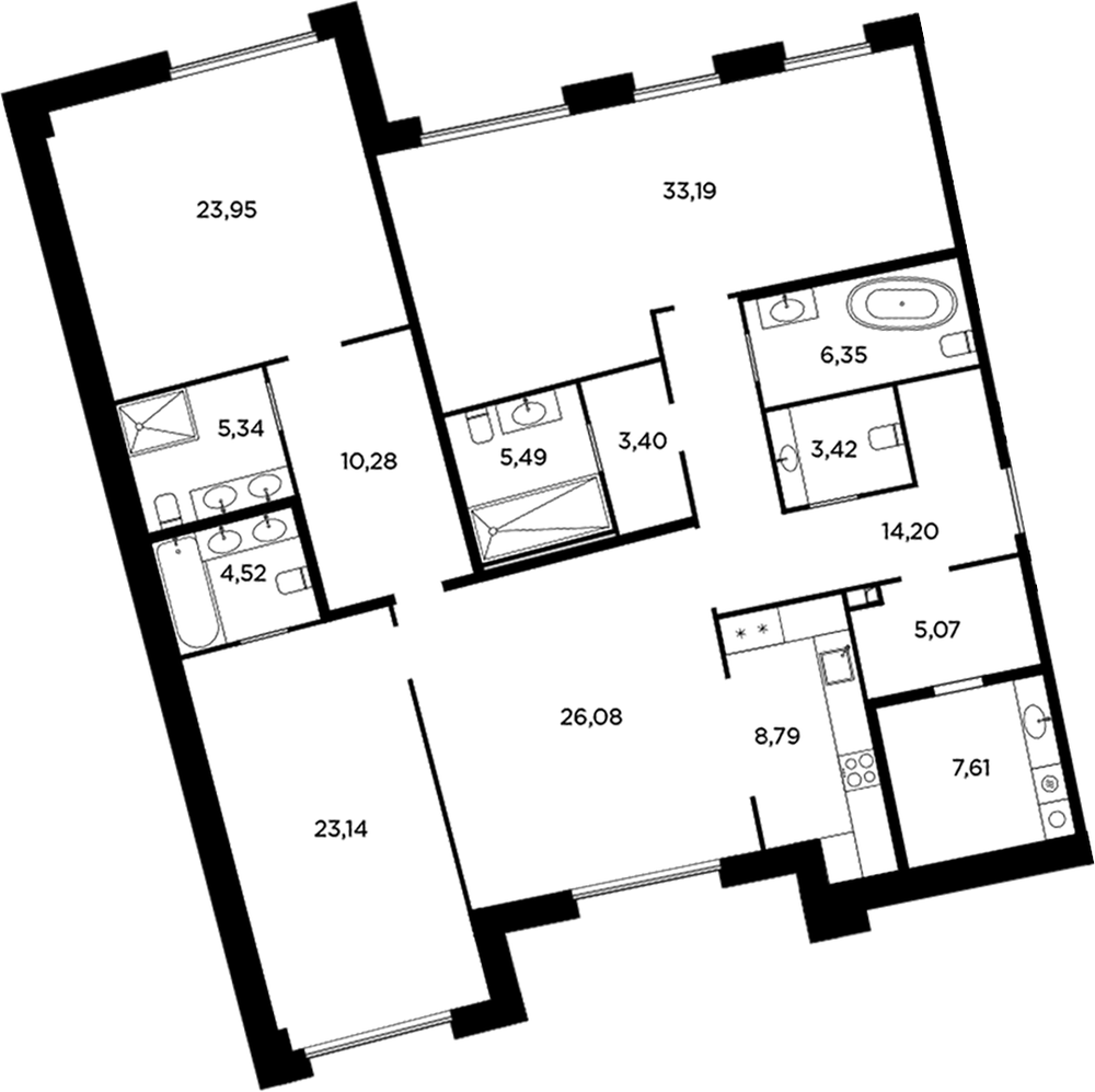 Планировка: 4+ комнаты · 180,83 м²