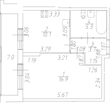 Планировка: 1 комната · 39,5 м²