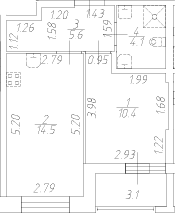 Планировка: 2Е-к.кв · 36,15 м²