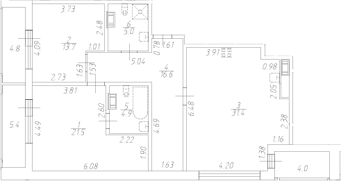 Планировка: 3Е-к.кв · 100,2 м²