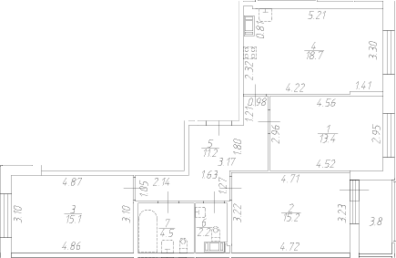 Планировка: 4Е-к.кв · 82,2 м²