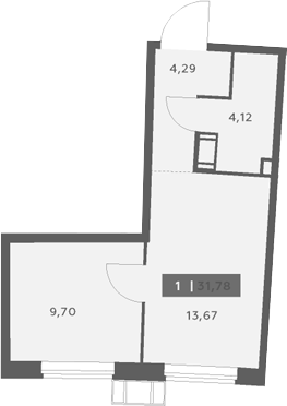 Планировка: 1 комната · 31,78 м²