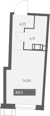 Планировка: Студия · 23,16 м²