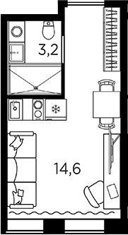 Планировка: Студия · 17,8 м²