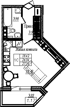 Планировка: Студия · 27,5 м²