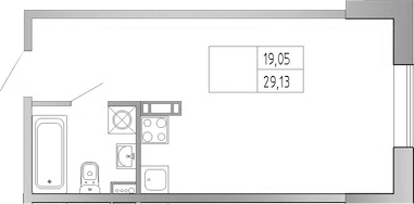 Планировка: Студия · 29,13 м²