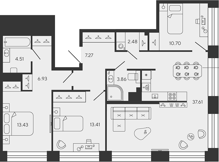Планировка: 4Е-к.кв · 100,2 м²