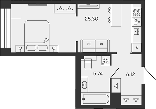 Планировка: Студия · 37,16 м²