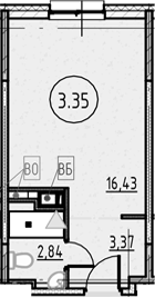 Планировка: Студия · 22,64 м²