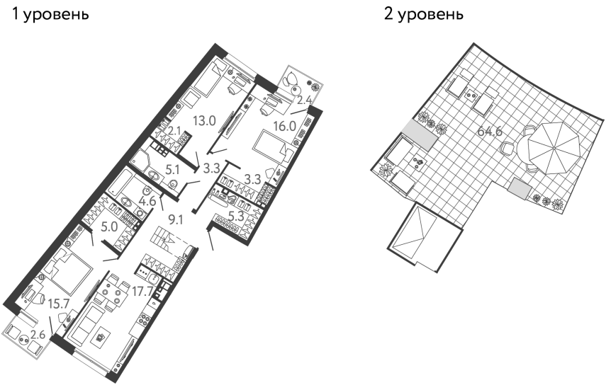 Планировка: 3 комнаты · 101,7 м²
