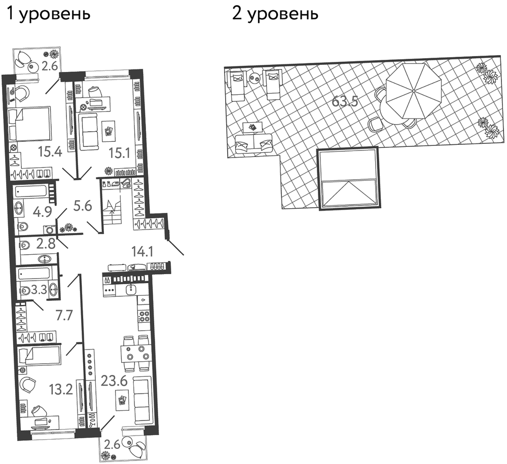 Планировка: 4Е-к.кв · 174,4 м²