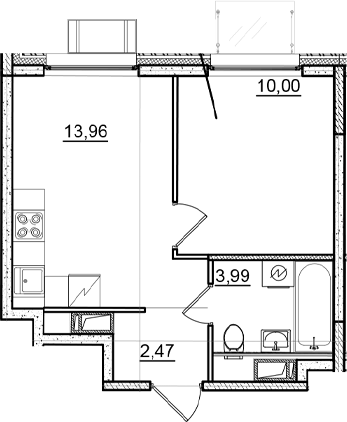 Планировка: 1 комната · 30,42 м²