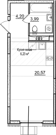 Планировка: Студия · 28,76 м²
