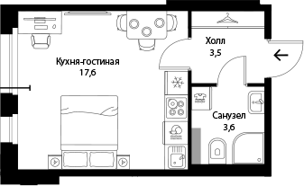 Планировка: Студия · 24,7 м²