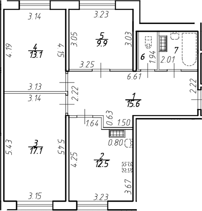 Планировка: 3 комнаты · 73,02 м²