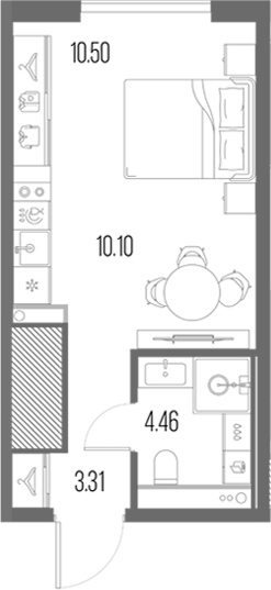 Планировка: Студия · 28,37 м²