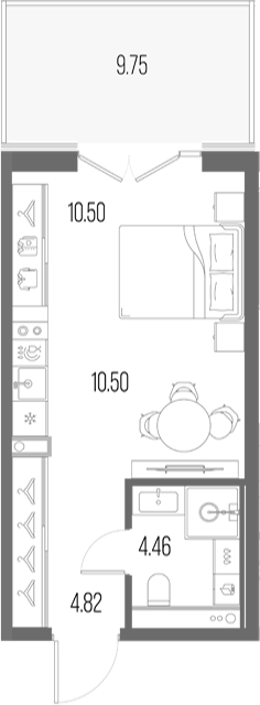 Планировка: Студия · 40,03 м²