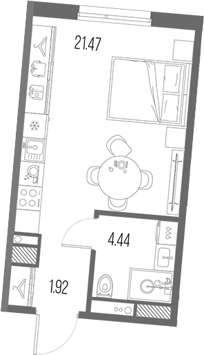 Планировка: Студия · 27,83 м²