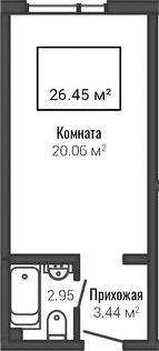 Планировка: Студия · 26,45 м²