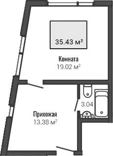 Планировка: Студия · 37,95 м²