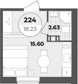 Планировка: Студия · 18,23 м²