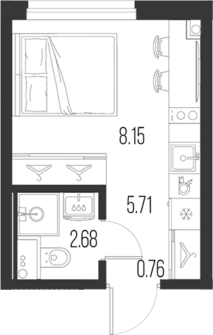 Планировка: Студия · 17,3 м²