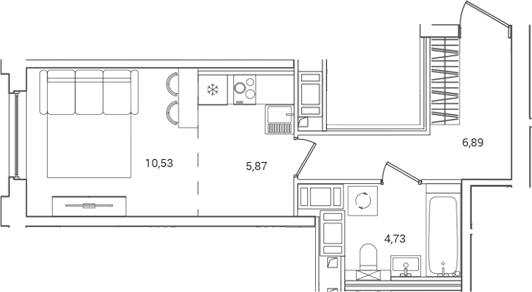 Планировка: Студия · 28,02 м²