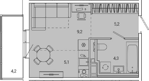 Планировка: Студия · 25,1 м²
