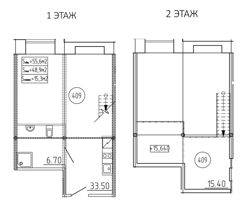 Планировка: Студия · 55,6 м²