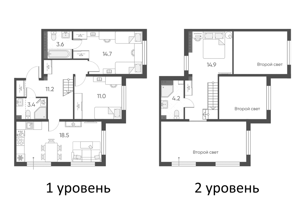 Планировка: 3Е-к.кв · 81,5 м²