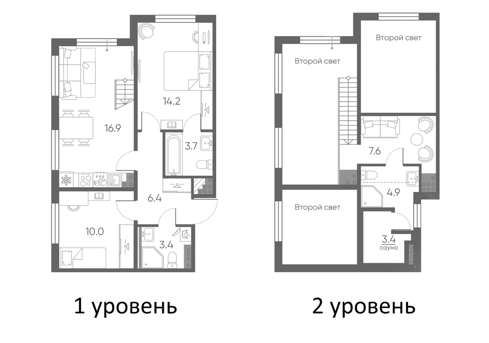 Планировка: 3Е-к.кв · 70,5 м²