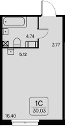 Планировка: Студия · 30,03 м²