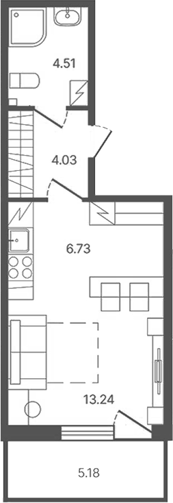 Планировка: Студия · 30,01 м²