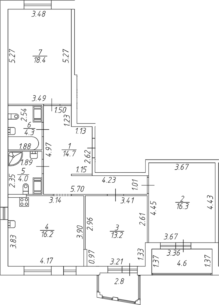 Планировка: 3 комнаты · 90,2 м²