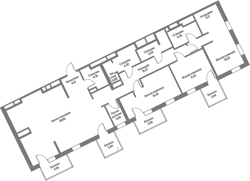Планировка: 4Е-к.кв · 146,42 м²