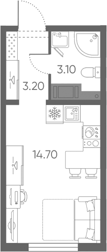 Планировка: Студия · 21 м²