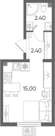 Планировка: Студия · 19,8 м²