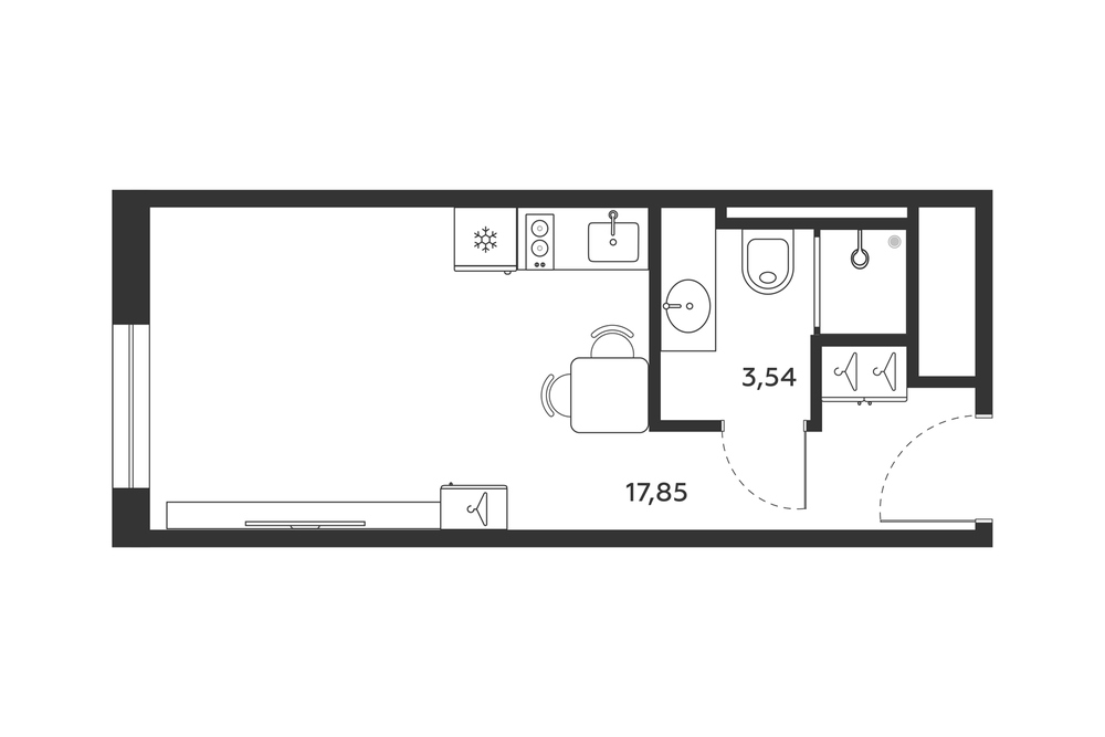 Планировка: Студия · 21,31 м²