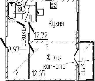 Планировка: 1 комната · 39,26 м²