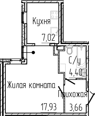 Планировка: Студия · 33,01 м²