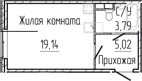 Планировка: Студия · 27,95 м²