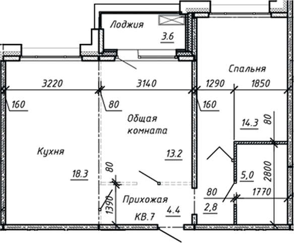 Планировка: 3Е-к.кв · 61,5 м²