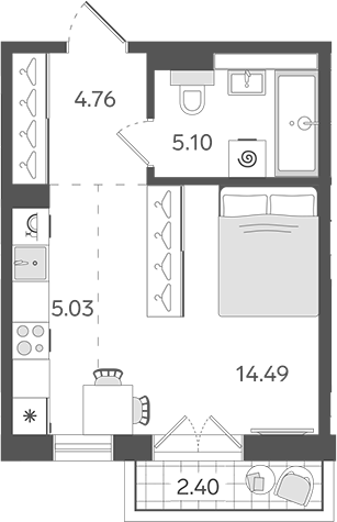 Планировка: Студия · 30,1 м²