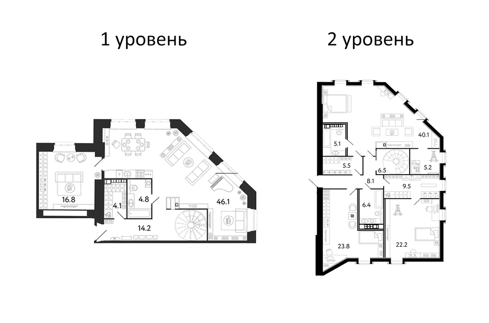 Планировка: 5Е-к.кв · 218,4 м²