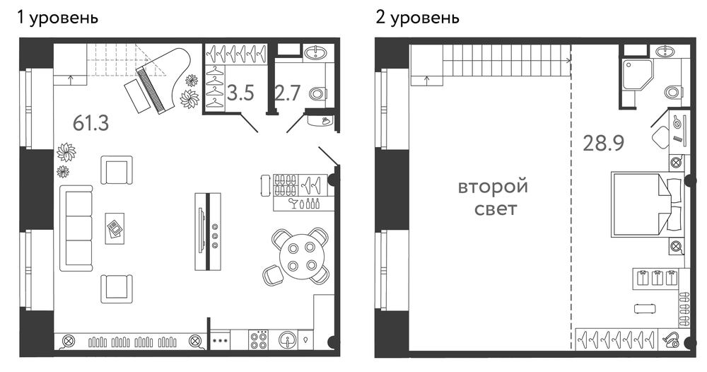 Планировка: 2Е-к.кв · 96,4 м²