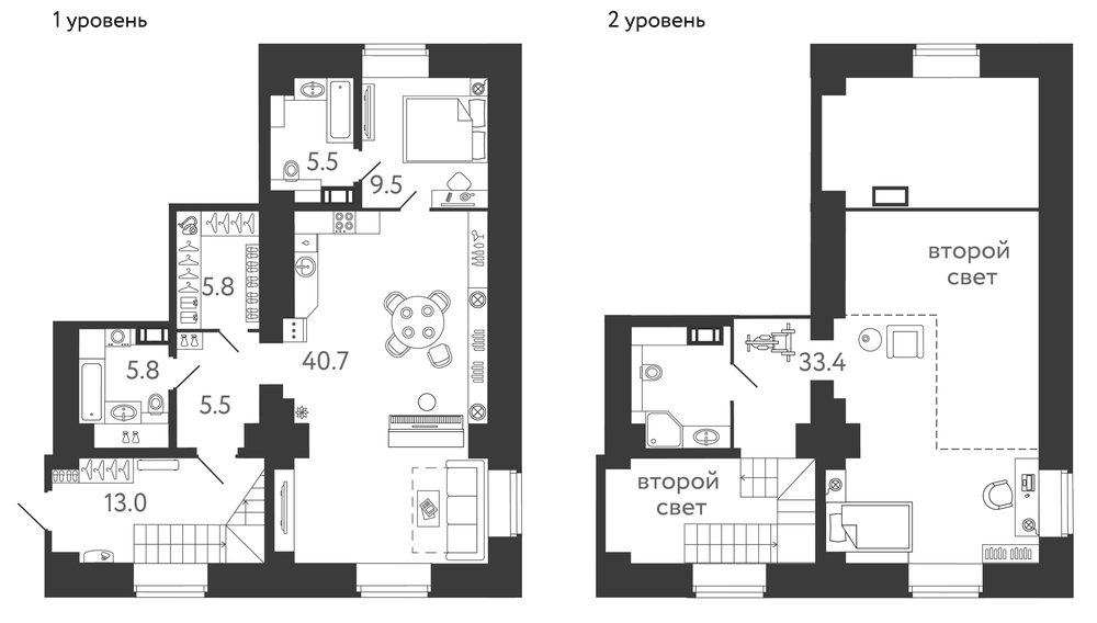 Планировка: 3Е-к.кв · 119,2 м²