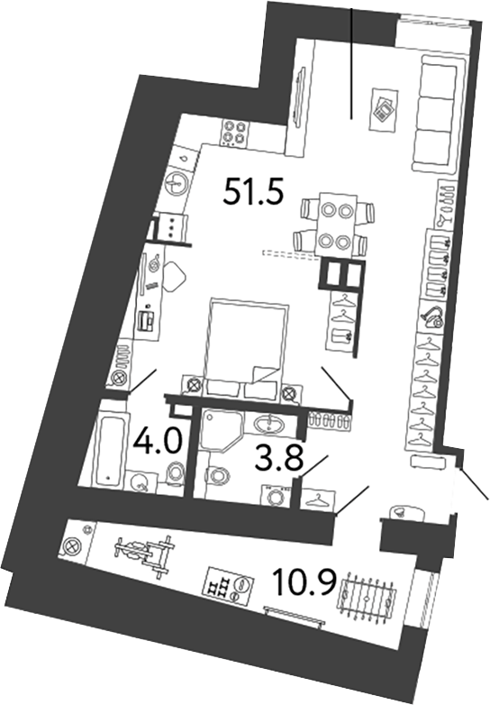 Планировка: Студия · 70,2 м²