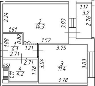 Планировка: 1 комната · 35,6 м²