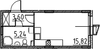 Планировка: Студия · 24,66 м²